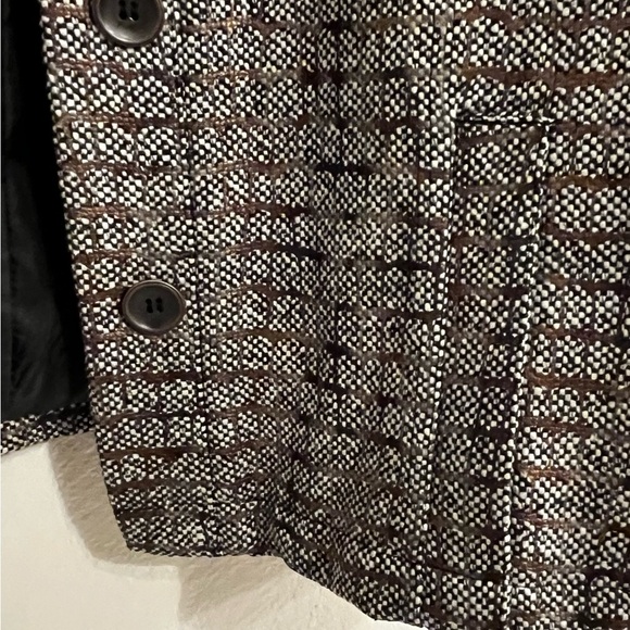 Chicos Blazer Coat Women Brn Tweed Plaid Button Band Collar Pocket Structure Sz3 - Picture 8 of 12